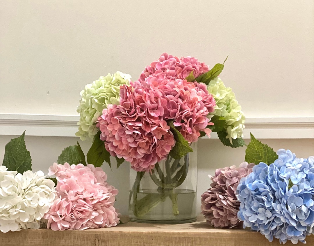 Bundle of 3 Artificial Hydrangeas, Real Touch Hydrangeas, Life Life