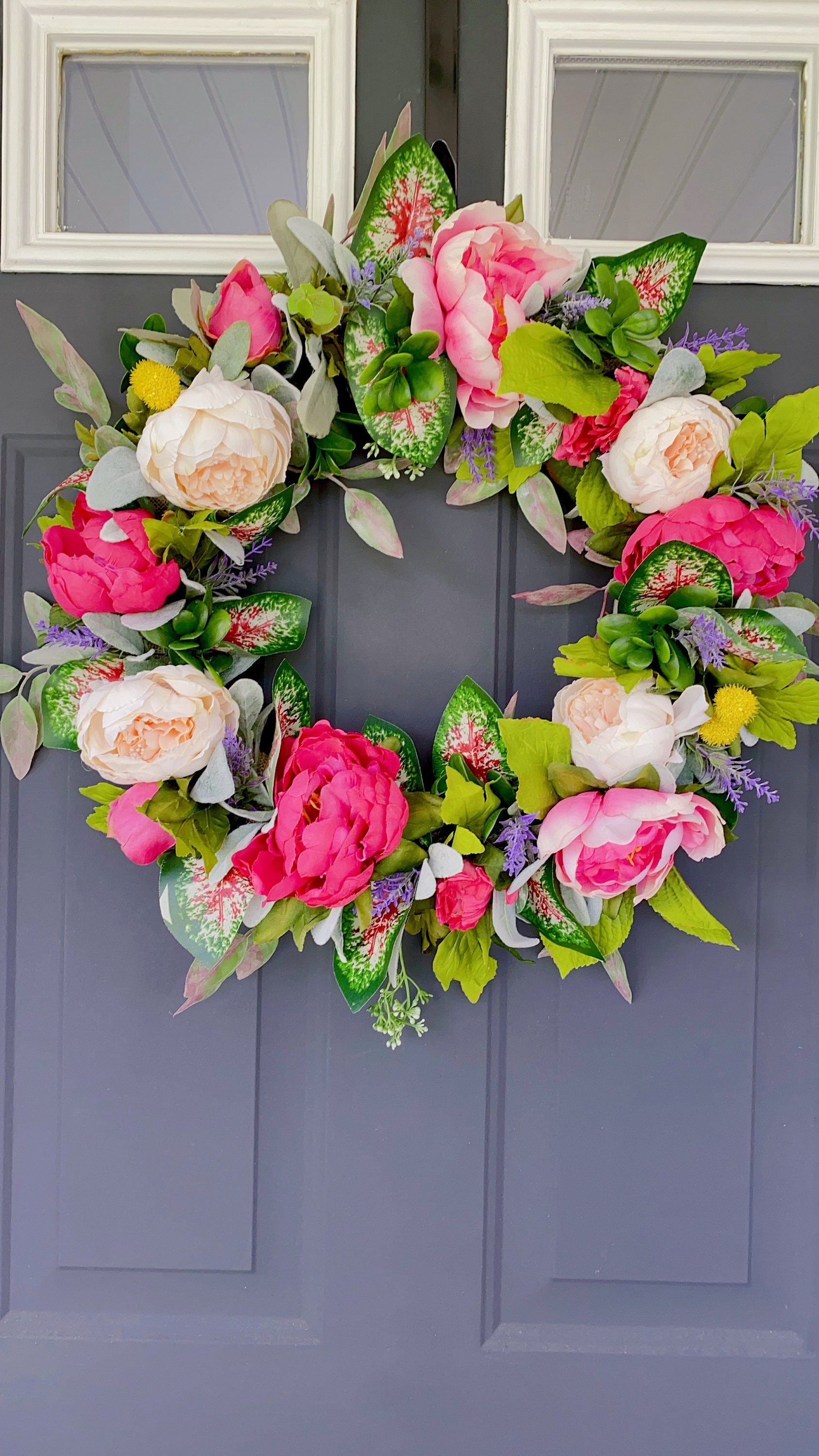 Summer Peony wreath for front Door front door wreath pink Etsy