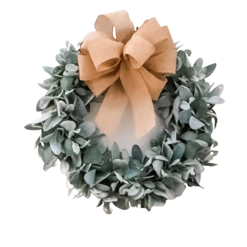 Neutral Farmhouse Wreath, Eucalyptus Lambs Ear Wreath, Gift for Mom, Year Round Wreath, Front Door Wreath, Spring Wreath, double door wreath image 3