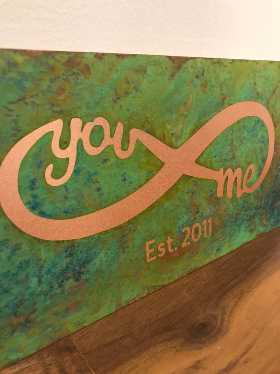 Copper Anniversary Gift You and Me Infinity Sign Customized With Year