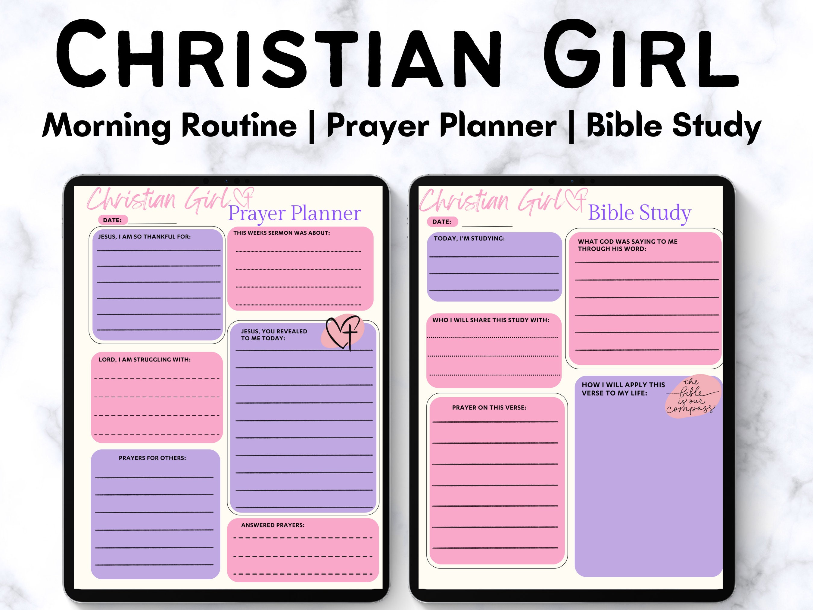 Christian Girl Morning Routine Printable Digital Planner Etsy