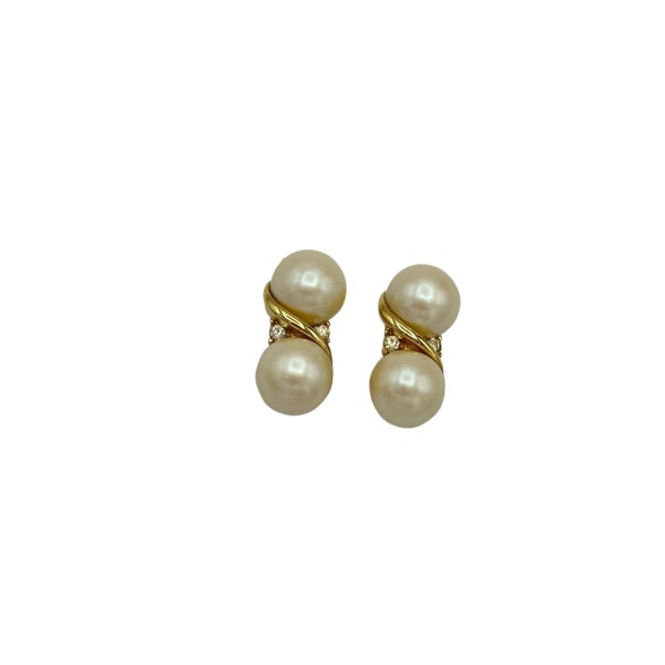 Vintage Givenchy Jewelry Pearl & Rhinestone Classic Clip-On Earrings
