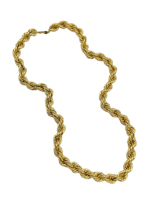 Long Statement Rope Link Gold Vintage Layering Ch… - image 3