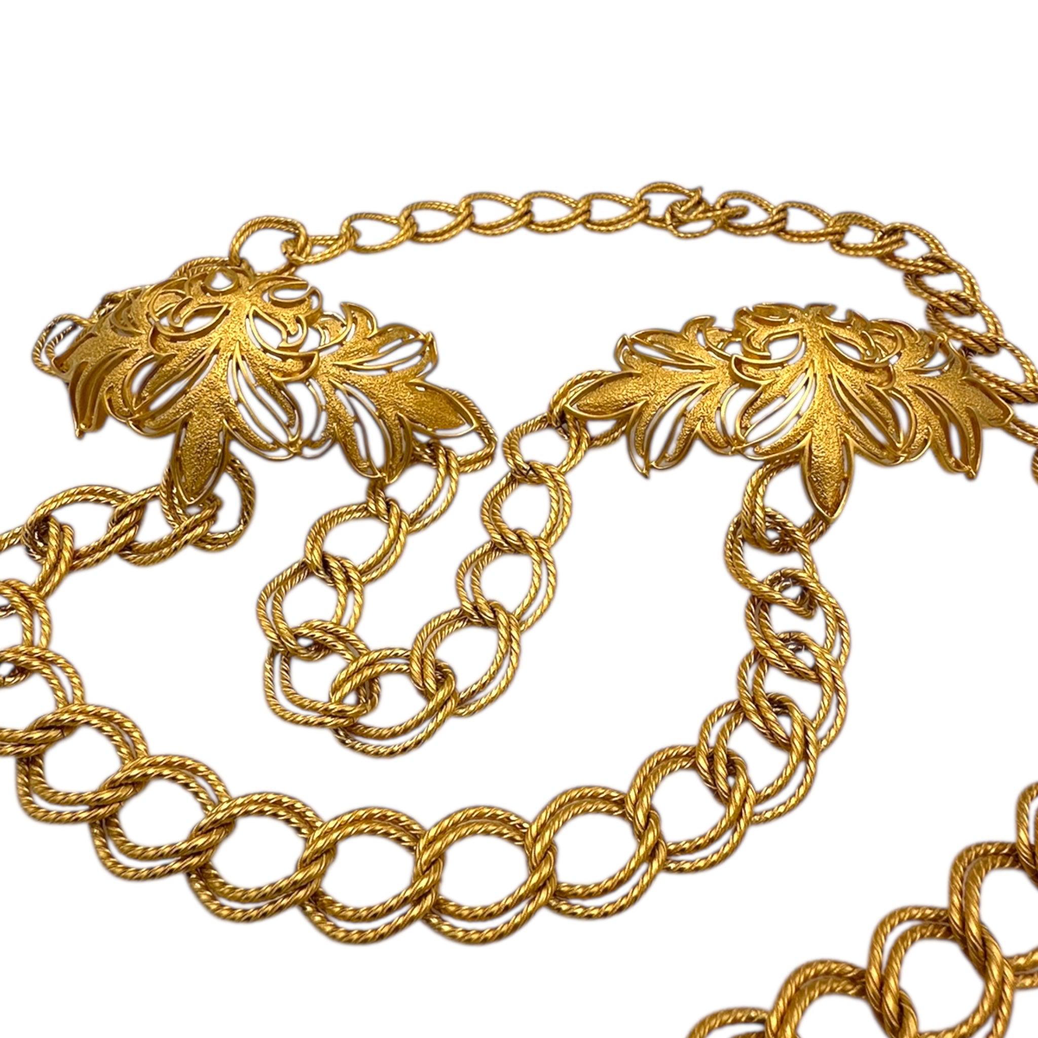 St. John Matte Gold Layered Bib Belt Vintage Statement Waist 