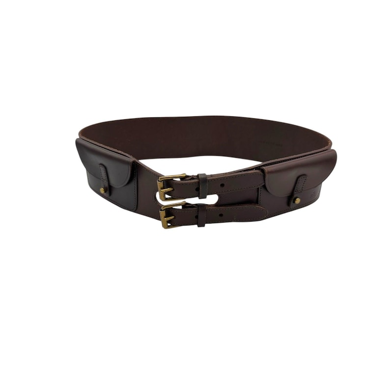 Vintage Ralph Lauren Brown Leather Equestrian Belt with Pockets Sz M
