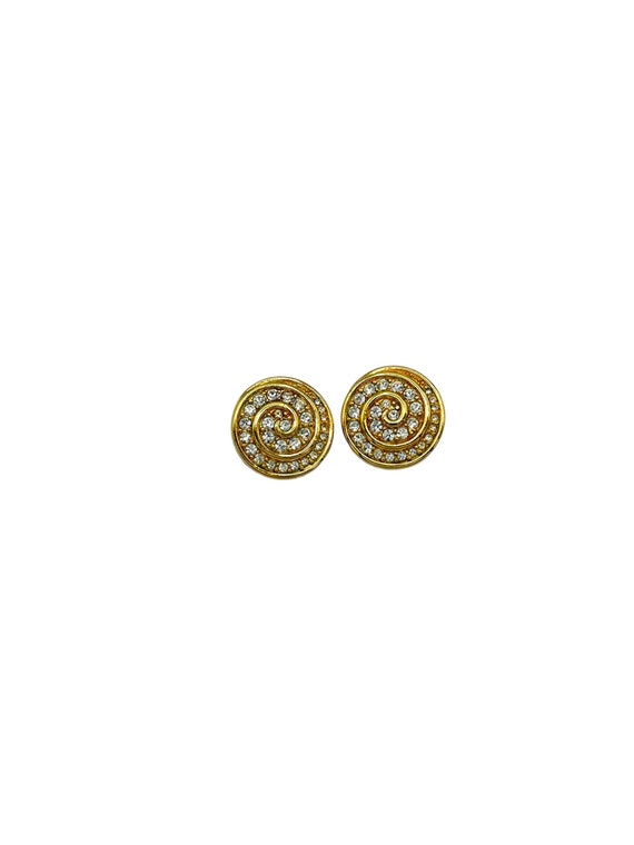 Gold Round Swarovski Clear Crystal Pave Rhineston… - image 3