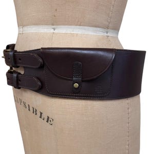 Vintage Ralph Lauren Brown Leather Equestrian Belt with Pockets Sz M