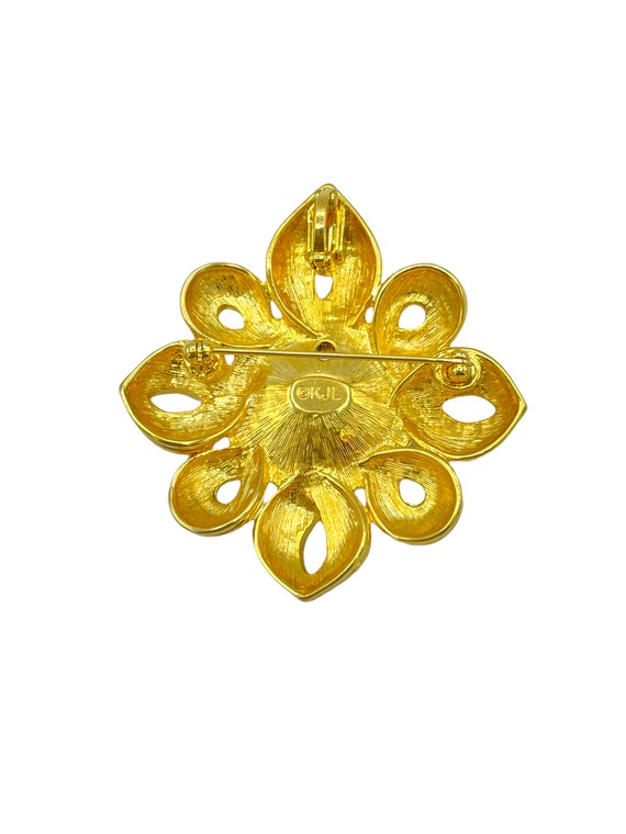 Kenneth Jay Lane Gold Maltese Cross Brooch: Blue … - image 4