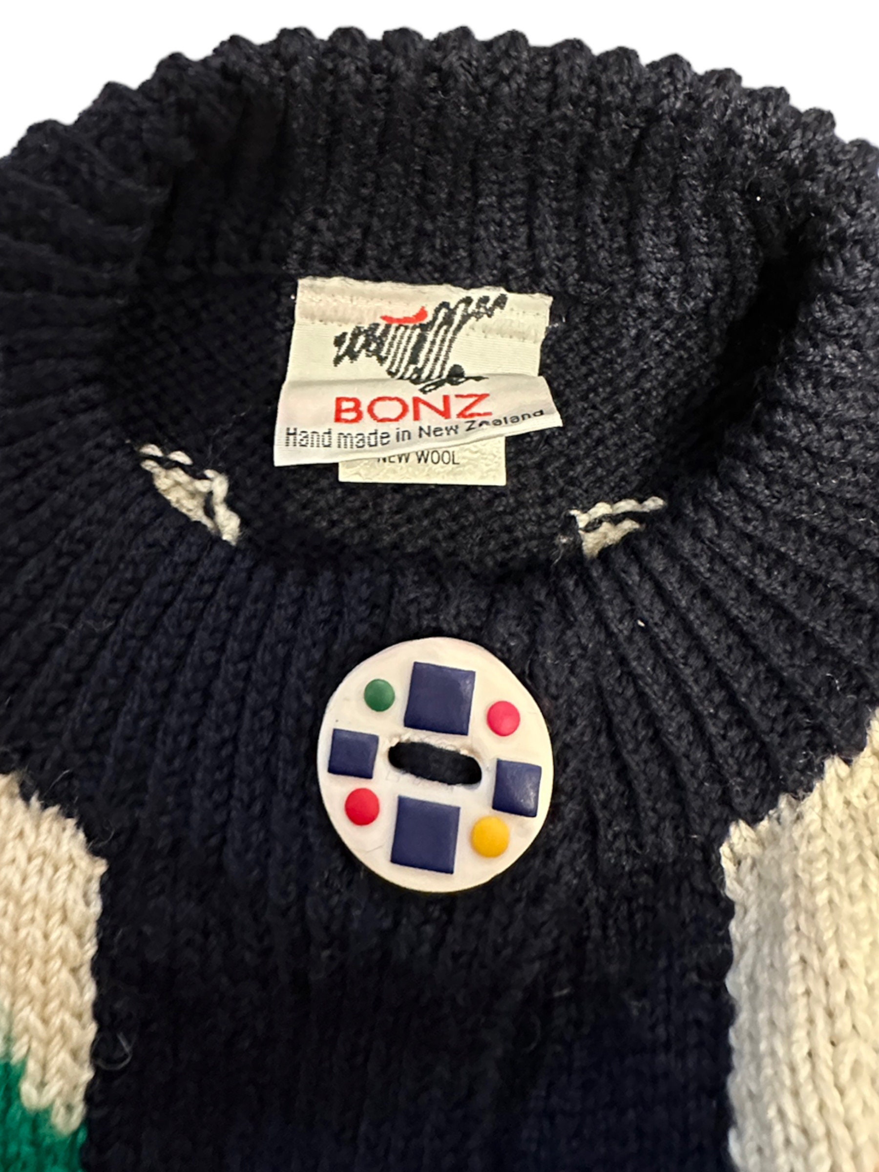 Bonz New Zealand Wool Holiday Vintage Button Cardigan Sweater - Etsy 