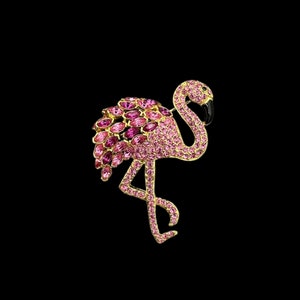 Large Pink Rhinestone Flamingo Nolan Miller Brooch Pin