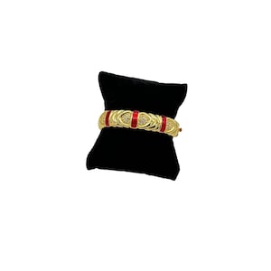 Vintage Joan Rivers Gold-Plated Red Enamel Rhinestone Bangle