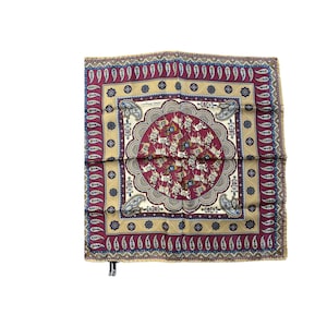 Salvatore Ferragamo Silk Scarf – Designer Vintage Equestrian Horses & Paisley Print Made in Italy Scarf
