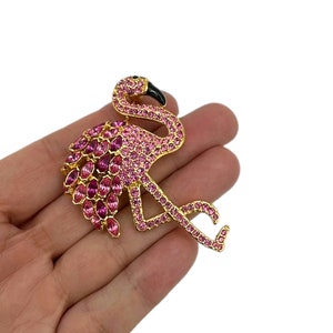 Large Pink Rhinestone Flamingo Nolan Miller Brooch Pin