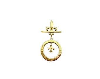 Vintage Givenchy Gold Fleur-de-Lis Designer Logo Brooch