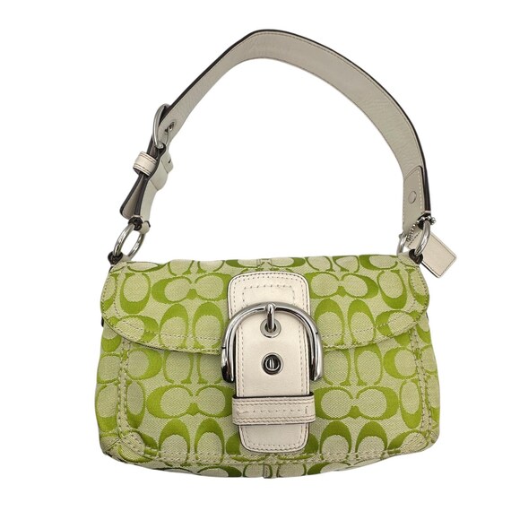 Coach Soho Signature Jacquard Green Shoulder Bag Y2K Buckle F15668 