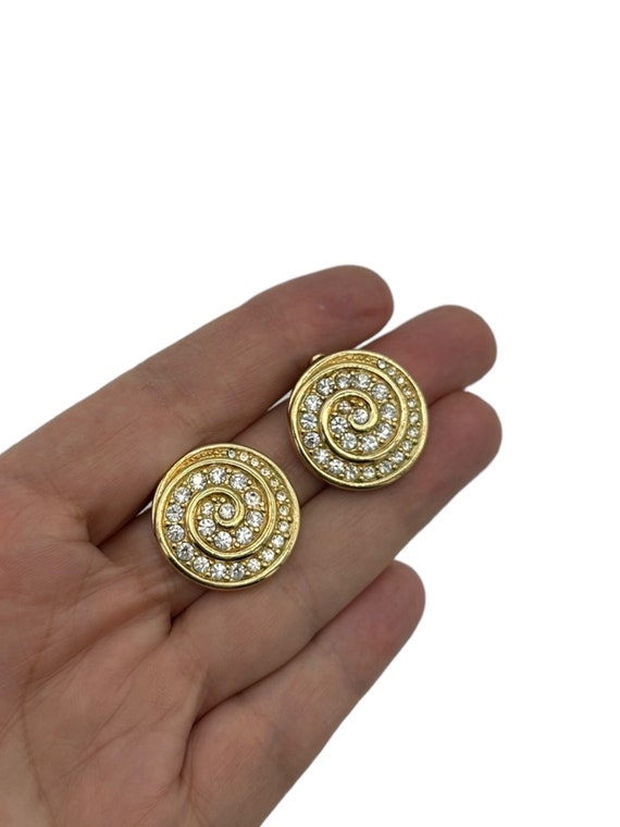 Gold Round Swarovski Clear Crystal Pave Rhineston… - image 8