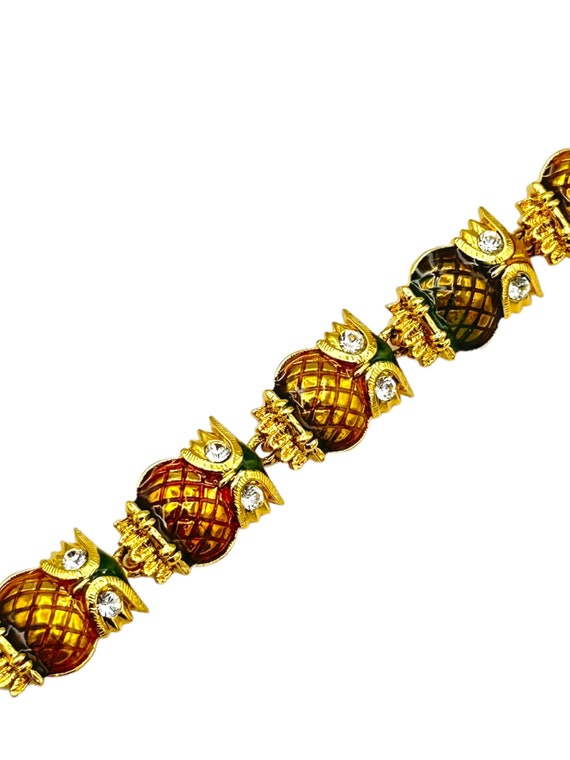 Kenneth Jay Lane KJL Enamel Owl Link Bracelet | K… - image 4