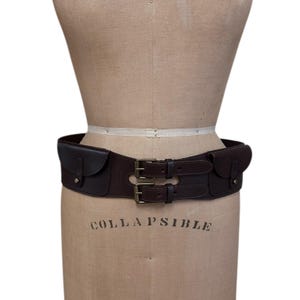 Vintage Ralph Lauren Brown Leather Equestrian Belt with Pockets Sz M