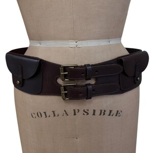 Vintage Ralph Lauren Brown Leather Equestrian Belt with Pockets Sz M
