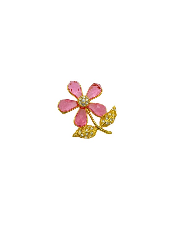 Joan Rivers Pink Flower Vintage Brooch