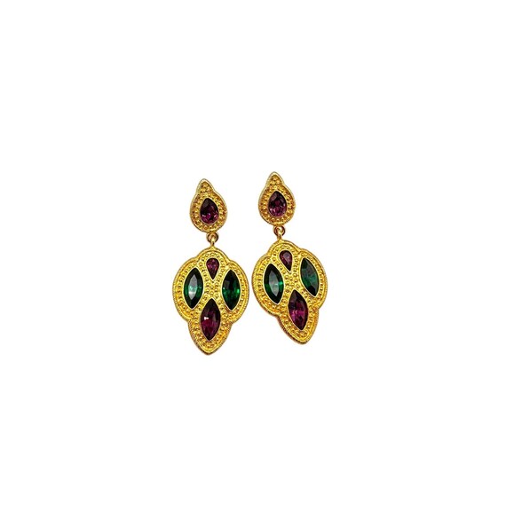 Clips D'oreilles Strass Vintage Années 80 - Créateur Français, Doré