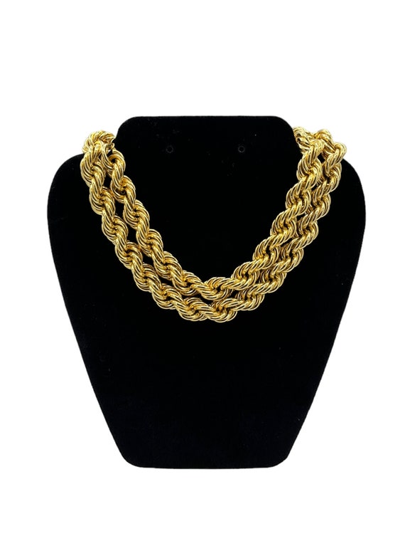 Long Statement Rope Link Gold Vintage Layering Ch… - image 2