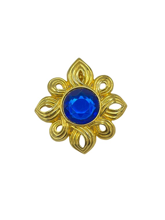 Kenneth Jay Lane Gold Maltese Cross Brooch: Blue … - image 2
