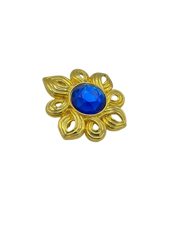 Kenneth Jay Lane Gold Maltese Cross Brooch: Blue … - image 3