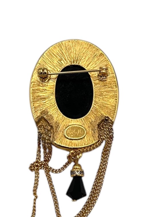 KJL Kenneth Jay Lane Victorian Revival Brooch Ova… - image 6
