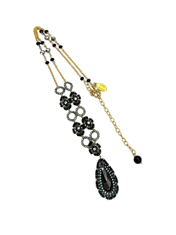 Miguel Ases Designer Black Teardrop Beaded Strand… - image 5