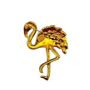 Large Pink Rhinestone Flamingo Nolan Miller Brooch Pin