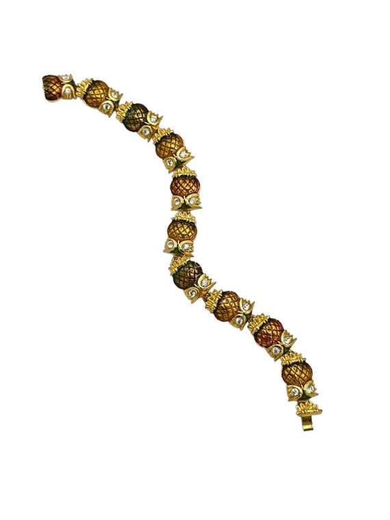 Kenneth Jay Lane KJL Enamel Owl Link Bracelet | K… - image 3