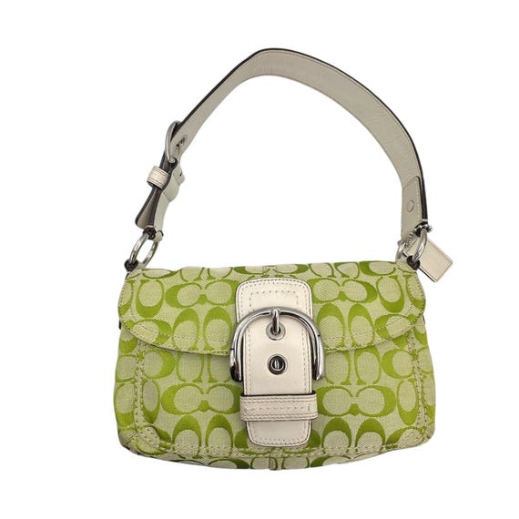 レディース Coach Signature Green Shoulder Bag y2k