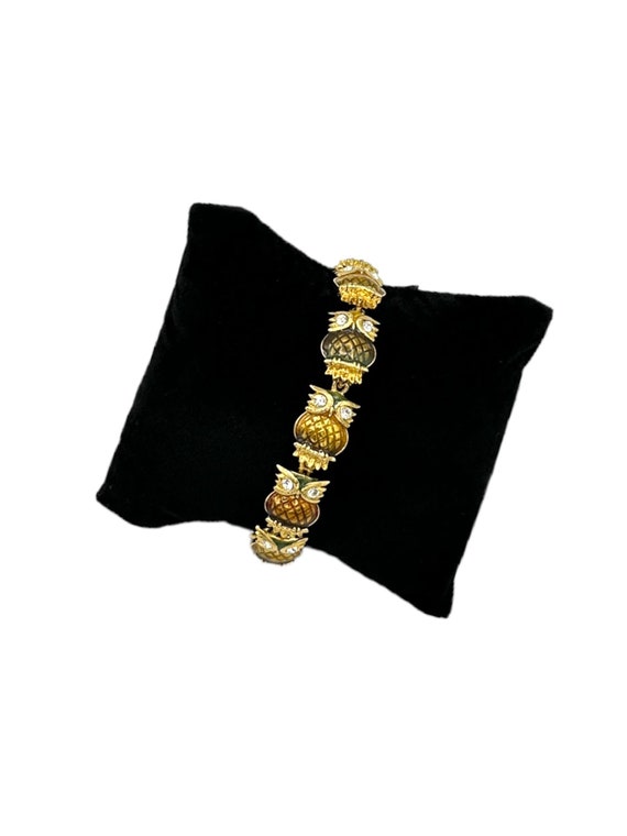 Kenneth Jay Lane KJL Enamel Owl Link Bracelet | K… - image 5