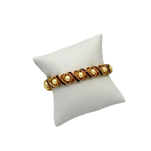 Joan Rivers Brown Enamel X Criss Cross Stacking Bracelet | Vintage Joan Rivers Jewelry