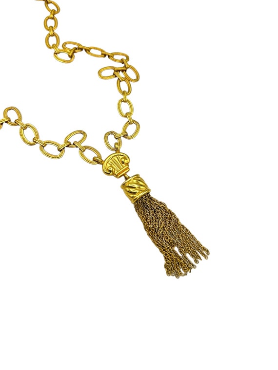 Signed Monet Vintage Jewelry Long Gold Layering C… - image 6