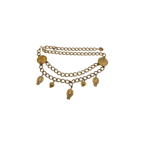 Vintage Escada Belt Lucky Charms Chain- Swag Gold Medallions Hearts Horseshoes Vintage Escada Lucky Charms Chain Belt - Swag Gold Chain  main image 3