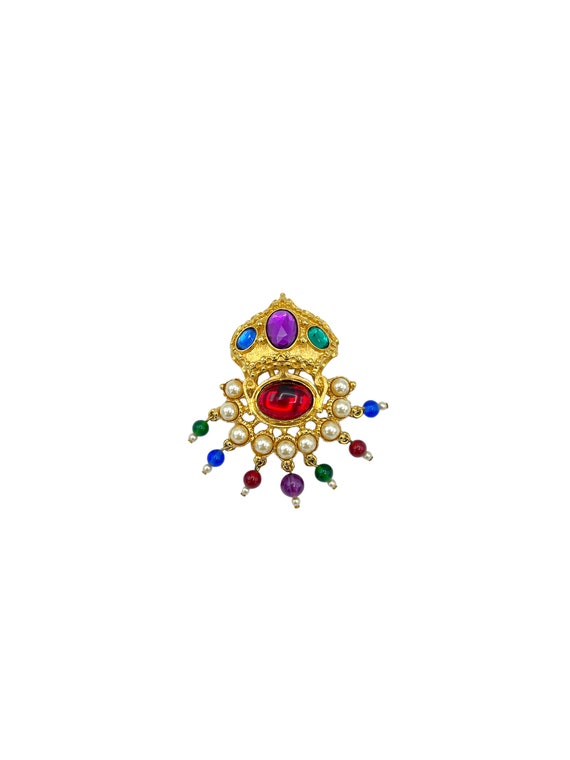 Kenneth Jay Lane KJL Gold Mogul India Jewel Color… - image 3