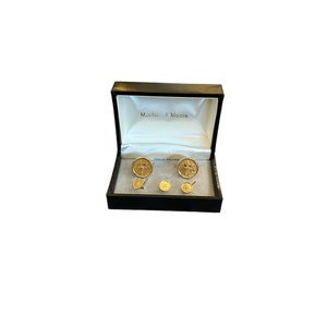 Vintage Walter E Hayward Gold-Filled Round Button Cufflinks & Tuxedo Studs