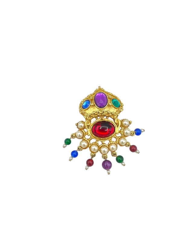 Kenneth Jay Lane KJL Gold Mogul India Jewel Color… - image 1