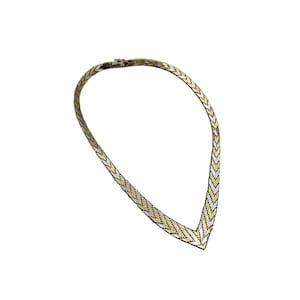 Italian Tricolor Riccio Chevron Necklace – Sterling Silver Vermeil Chain
