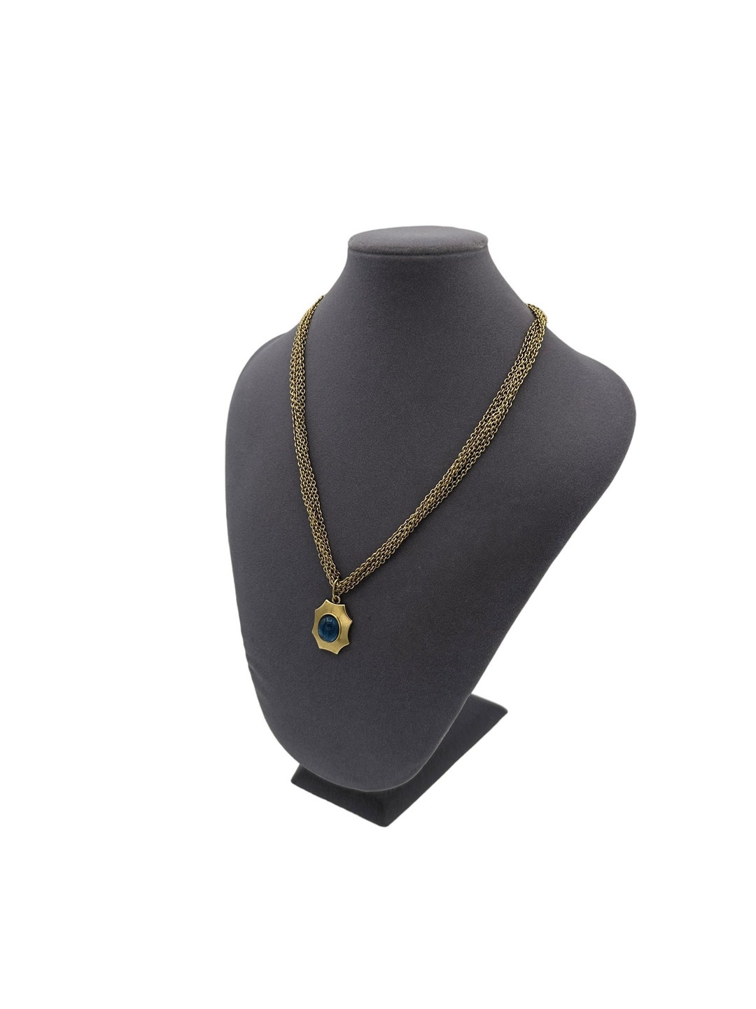 Ralph Lauren RRL Gold Layered Chain Blue Cabochon Pendant | Ralph ...