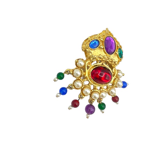 Kenneth Jay Lane KJL Gold Mogul India Jewel Color… - image 2