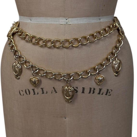 Vintage Escada Gold Double Chain Charm Bib Belt - Etsy display picture 1