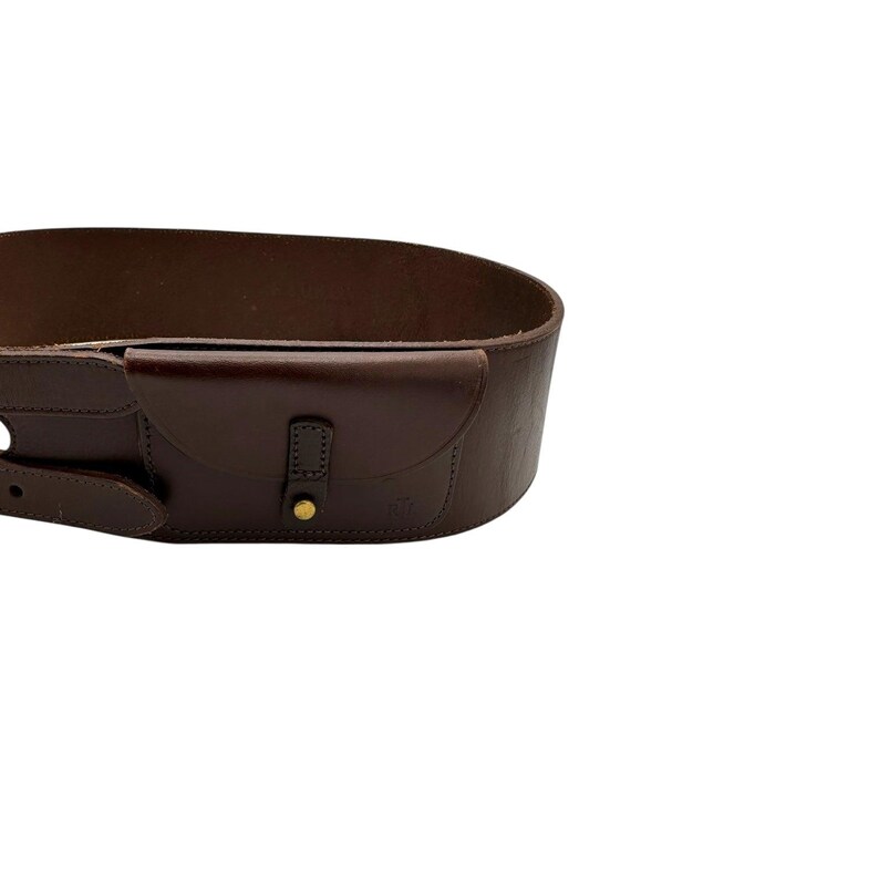 Vintage Ralph Lauren Brown Leather Equestrian Belt with Pockets Sz M