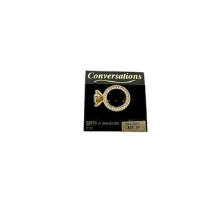 Gold Swarovski Petite Diamond Ring Rhinestone Brooch
