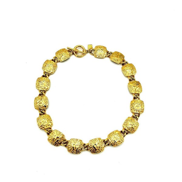 Vintage Anne Klein Gold Lion Logo Link Necklace