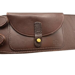 Vintage Ralph Lauren Brown Leather Equestrian Belt with Pockets Sz M