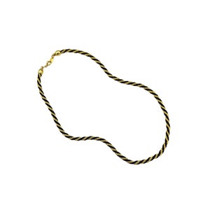 Trifari Jewelry Gold Rope Chain Interweave of Black Layering Necklace