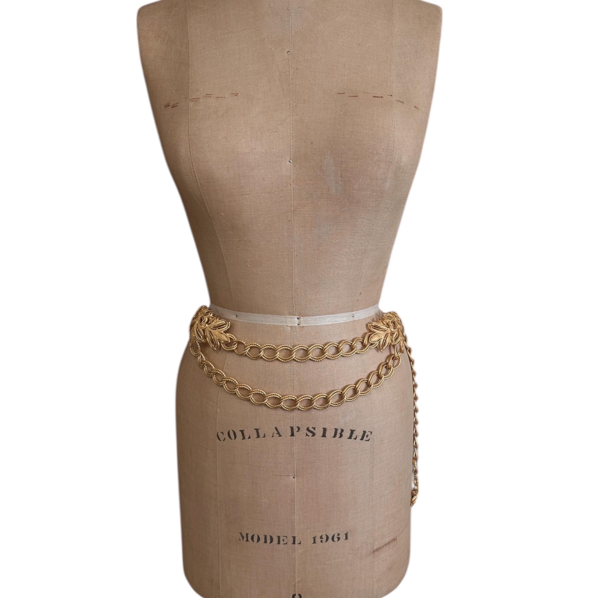 Vintage Multi-Layer Pavé & Curb Chain Statement Belt St. John Matte Gold Layered Bib Belt Vintage Statement Waist  main image 2
